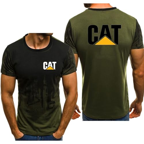 JUSHUFA Herren-T-Shirts Für Caterpillar Kurzärmelig Rundhalsausschnitt T-Shirt Kleidung Farbverlauf Golf-Polo-Shirts Halbe Ärmel Atmungsaktiv Workout-T-Shirts-Army Green1||L von JUSHUFA
