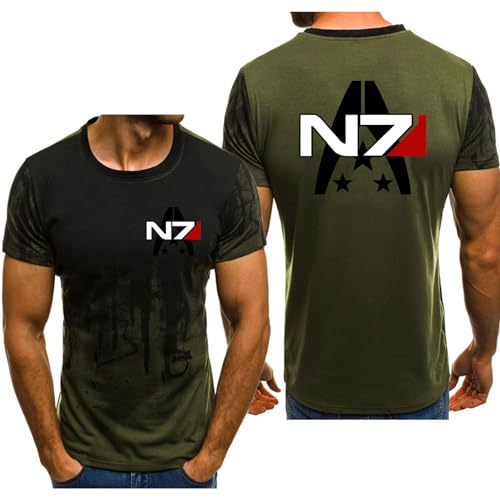 Herren-T-Shirts Für N7 Kurzärmelig Rundhalsausschnitt T-Shirt Kleidung Farbverlauf Golf-Polo-Shirts Halbe Ärmel Atmungsaktiv Workout-T-Shirts-Army Green2||M von JUSHUFA