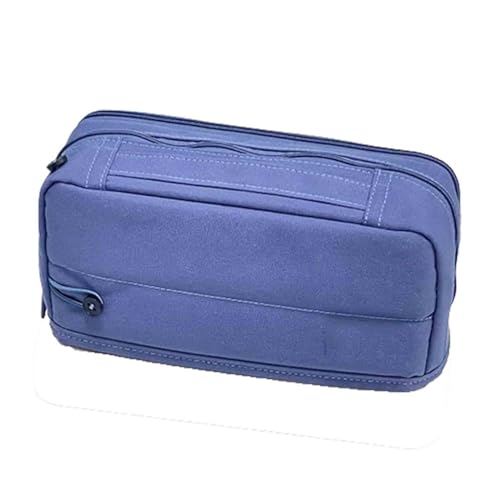 Federmäppchen Junge Mäppchen Schulmäppchen Federtasche 3 Fächer Federmappe Pencil Case Teenager Mädchen Groß Hohe Kapazität Leinwand Student Griffdesign Reißverschluss (Blue,220x60x100mm) von JUSHZ