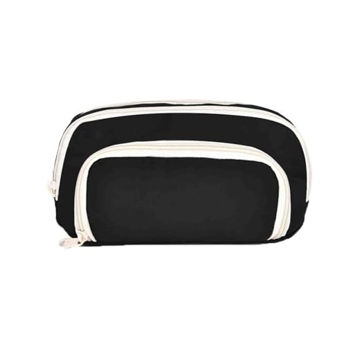 Federmäppchen Junge Mäppchen Schulmäppchen Federtasche Federmappe Pencil Case Erwachsene Doppelschicht Student Hohe Kapazität Mädchen (Black,21x5x12cm) von JUSHZ