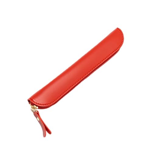 JUSHZ Federmäppchen Mäppchen Schulmäppchen Federtasche Federmappe Pencil Case Teenager Mädchen Schwarz Klein Wasserdicht Mäppchen Grundschüler Leder Reißverschluss (red,19.5X 3x2cm) von JUSHZ