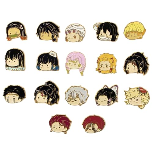 17 Pcs Kimetsus No Abzeichen Anime Figur Nezuko Shinobu Mitsuri Niedlich Badge Pins Ghost Killing Cosplay Accessories von JUSONGKWCP