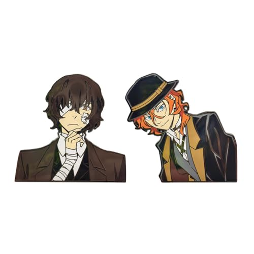 2 Dazai＆Chuuya Abzeichen Anime Bungo Strays Dogs Figur Niedlich Badge Pins Cosplay Accessories von JUSONGKWCP