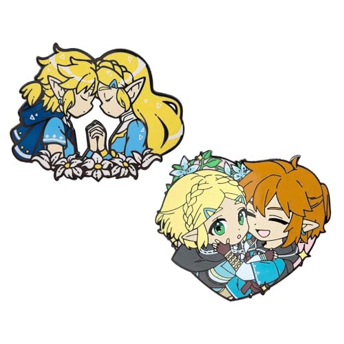 2 Link＆Princess Abzeichen Game Zalelda Figur Cool Badge Pins Link＆Princess Cosplay Accessories von JUSONGKWCP