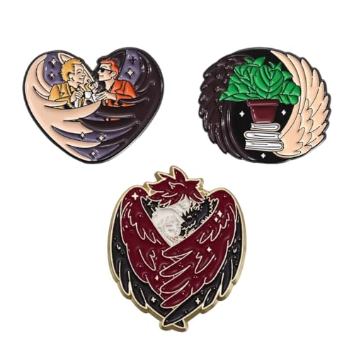 3 Pcs Good of Omen Badge TV Show Figur Aziraphales Crowleys Cosplay Accessories Abzeichen Pins Good of Omen Bag Decor von JUSONGKWCP