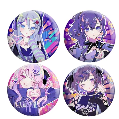 4 Pcs Colorful Sekais Rui Project Abzeichen Game Figur Megurine Rui Niedlich Badge Pins Sekais Rui Cosplay Accessories, 78mm von JUSONGKWCP