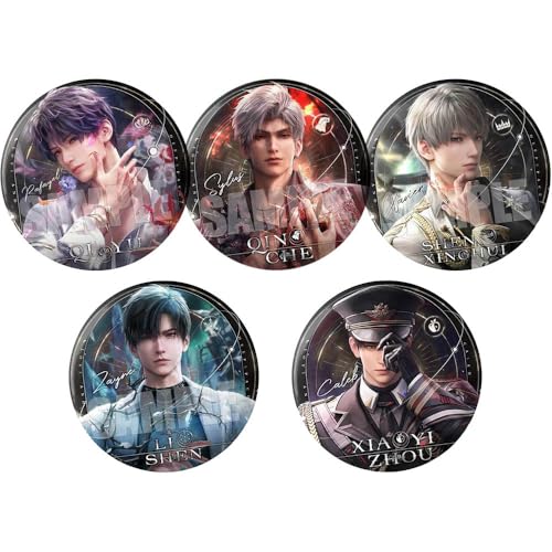 5 Love Deepspace Abzeichen Spiel Figur Badge Pins Sylus Rafayel Zayne Caleb Cosplay Accessories 58MM von JUSONGKWCP