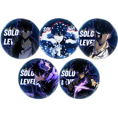 5 Solo Levelings Abzeichen Anime Figur Badge Pins Solo Levelings Cosplay Accessories Set, 58MM von JUSONGKWCP
