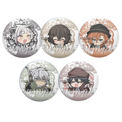 6 Bungo Strays Dogs Abzeichen 58MM Anime Figur Badge Pins Bungo Strays Dogs Cosplay Accessories Set von JUSONGKWCP
