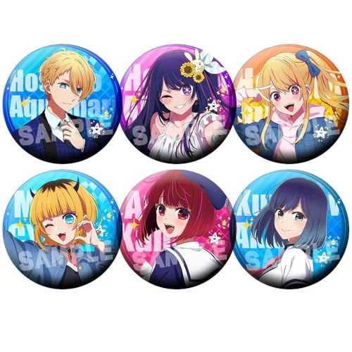 6 Oshi Noko Abzeichen Anime Figur Cool Badge Pins Oshi Noko Cosplay Accessories Set, Metal, 75MM von JUSONGKWCP