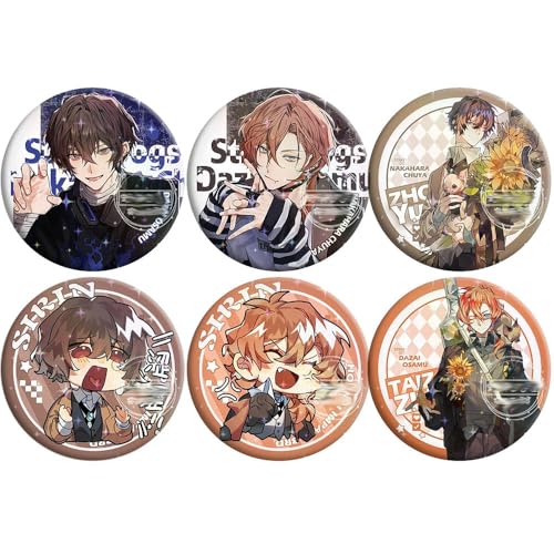 6 Pcs Bungo Strays Dogs Abzeichen Anime Figur Badge Pins Bungo Strays Dogs Cosplay Accessories Set von JUSONGKWCP