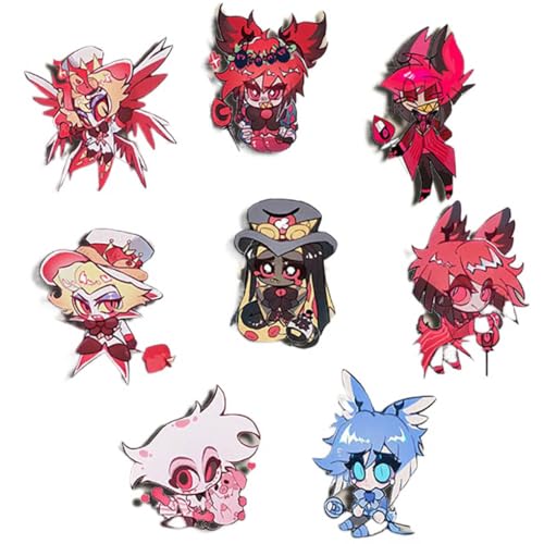 8 Pcs Hazbins Hotels Acryl Button Abzeichen Cartoon Figur Angel Dust Alastor Vaggie Husk Niedlich Badge Pins Hazbins Hotels Cosplay Decke von JUSONGKWCP