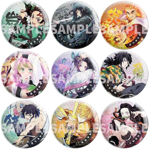 9 Ghost Killing Abzeichen Anime Figur Badge Pins Ghost Slayers Cosplay Accessories 58MM von JUSONGKWCP