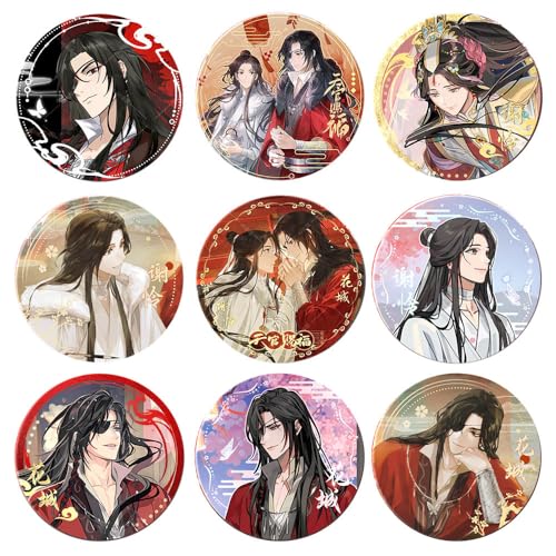 9 Heaven Official's Blessings Abzeichen 75MM Anime Figur Badge Pins HuaCheng XieLian Cosplay Accessories von JUSONGKWCP