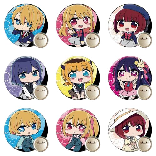 9 Oshi Noko Cute Figure Abzeichen Anime Figur Badge Pins Oshi Noko Cosplay Accessories Set, Metal, 58MM von JUSONGKWCP