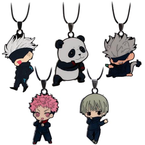 Anime JJK 5 Pcs Halskette Manga Figur Inumaki Panda Yujis Gojos Cosplay Necklace Accessories Jujuts Anhänger Jewelry von JUSONGKWCP