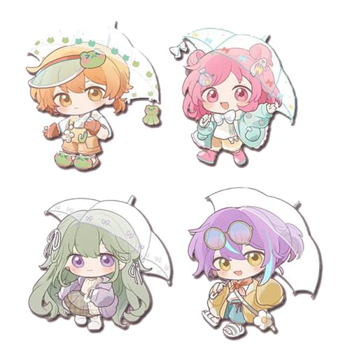 JUSONGKWCP Sekais Rui Project Abzeichen 4 Pcs Game Figur Mizuki Megurine Rui Niedlich Badge Pins Cosplay Accessories Set von JUSONGKWCP