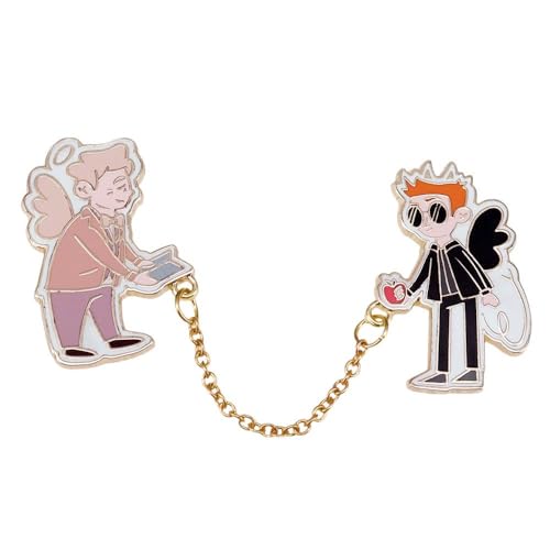 Good of Omen Button Badge TV Good of Omen Figur Aziraphales Crowleys Niedlich Abzeichen Gold Kette Pins Good of Omen Cosplay Merch von JUSONGKWCP
