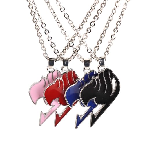 JUSONGKWCP 4 Pcs Fairys Tails Halskette Anime Figur Cosplay Necklace Accessories Fairys Tails Logo Metall Anhänger Jewelry Set von JUSONGKWCP