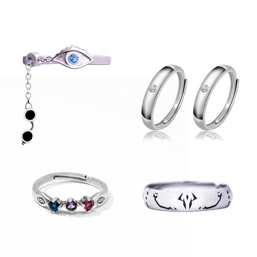 JUSONGKWCP 5 Pcs RyomenSukuna OkkotsuYuta SatoruGojo Cosplay Ringe Anime JJKS Figur Accessories Rings Jewelry Verstellbarer Ring Mit Öffnung von JUSONGKWCP