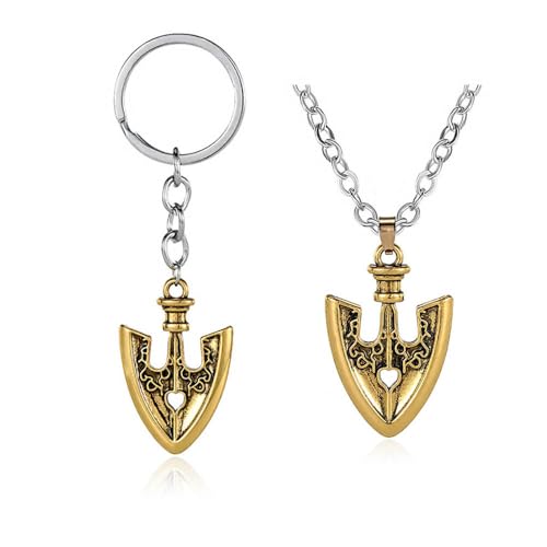 JUSONGKWCP JoJoAdventure Arrow Halskette Schlüsselanhänger 2 Stück Anime Figur Cosplay Keychain Anhänger Set, M, Edelstahl, Kein Edelstein von JUSONGKWCP
