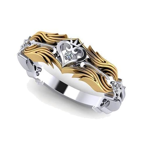 JUSONGKWCP Kingdoms Hearts Ringe Anime Ring Sora Cosplay Accessories Kingdoms Hearts Logo Figur Jewelry, Size 6-10 von JUSONGKWCP
