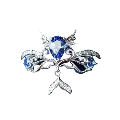 JUSONGKWCP Love Deepspace Rafayel Ringe Rafayel Cosplay Ring Accessories Blauer Edelstein Offener Verstellbarer Schmuck Jewelry von JUSONGKWCP