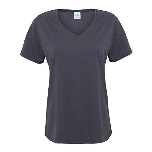 JUST COOL - Damen V-Neck Funktionsshirt 'Cool T' / Charcoal, M von JUST COOL