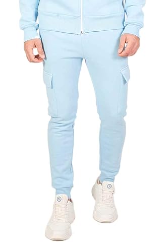 JUST EMPORIO Herren Molton, einfarbig, für Erwachsene, Cargohose MOLLETON, Hellblau, XXL von JUST EMPORIO