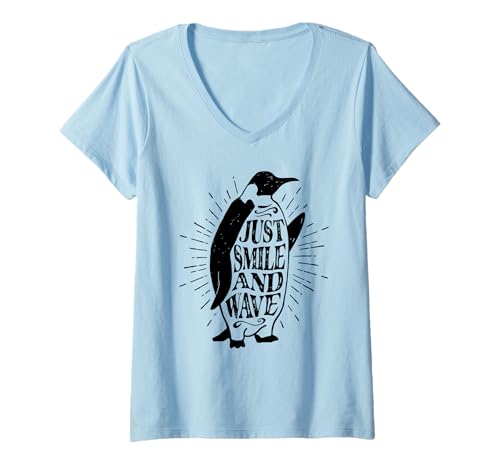 Damen Just Smile and Wave Lustiges Design T-Shirt mit V-Ausschnitt Damen Just Smile and Wave Lustiges Design T-Shirt mit V-Ausschnitt von JUST SMILE AND WAVE