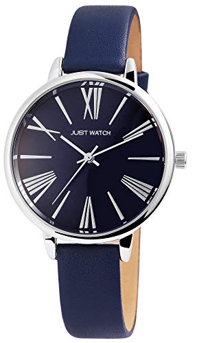 JUST WATCH Damen-Uhr Echt Leder Armband JW131 Analog Quarz JW10078 (blau) von JUST WATCH