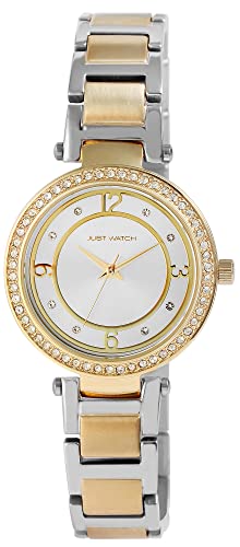 Just Watch Damen-Uhr Maurin Edelstahl Similistein Analog Quarz JW10176 (silberfarbig goldfarbig) von Just Watch