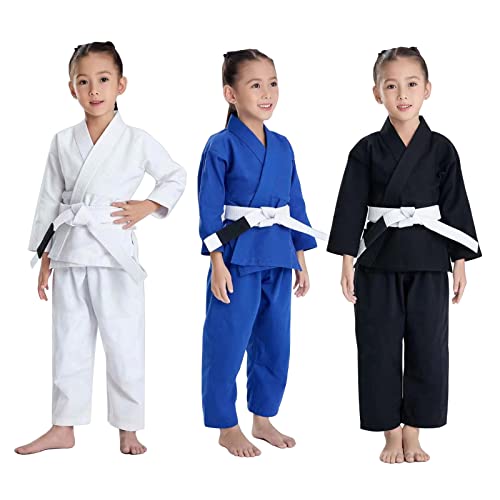 JUST YEARN Kinder BJJ GI, Jugend IBJJF Kinder Studenten brasilianischer Jiujitsu Gi Kimono vorgewaschener Stoffgürtel nicht im Lieferumfang enthalten., Blau, M2 von JUST YEARN