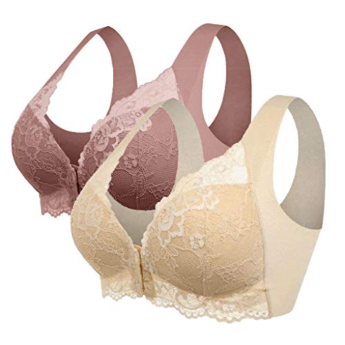 JUST Damen Bequem BH,Ohne Buegel,Lace Bra,Push Up,Starker Halt,Vorderverschluss,für Große Brüste,mit Spaghetti Bra,Sports BH Bra Top,Höhe Beanspruchung Trainieren Bustier von JUST