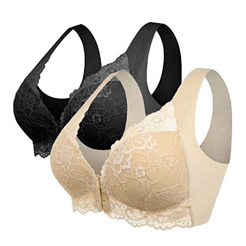 JUST Damen Bequem BH,Ohne Buegel,Lace Bra,Push Up,Starker Halt,Vorderverschluss,für Große Brüste,mit Spaghetti Bra,Sports BH Bra Top,Höhe Beanspruchung Trainieren Bustier von JUST