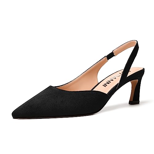 JUSTDANNI Slingback-Pumps für Damen, Veloursleder, elastisch, spitzer Zehenbereich, modisch, Kleid, Kätzchen, niedriger Absatz, 5,6 cm, Schwarz, 41 EU JUSTDANNI Slingback-Pumps für Damen, Veloursleder, elastisch, spitzer Zehenbereich, modisch, Kleid, Kätzchen, niedriger Absatz, 5,6 cm, Schwarz, 41 EU von JUSTDANNI