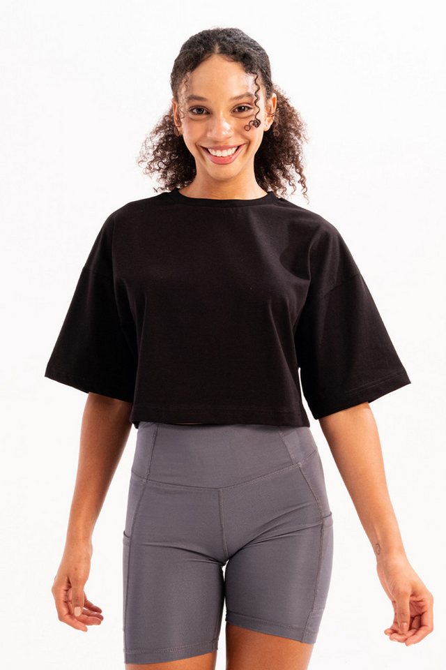 JUSTEVER T-Shirt Crop-Damen-T-Shirt aus 100 % Baumwolle mit Rundhalsausschnitt von JUSTEVER