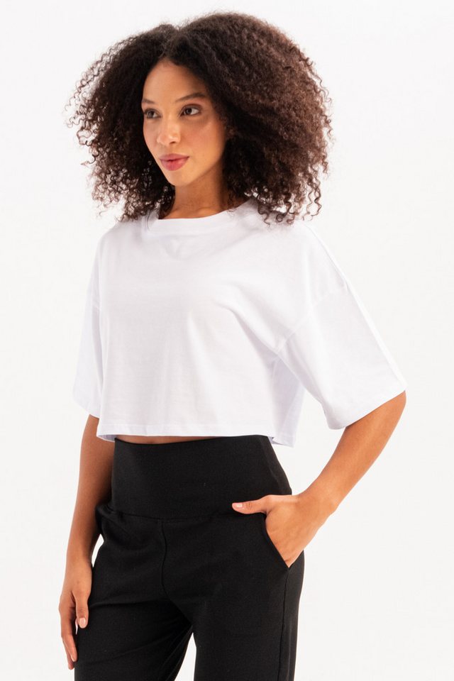 JUSTEVER T-Shirt Crop-Damen-T-Shirt aus 100 % Baumwolle mit Rundhalsausschnitt von JUSTEVER