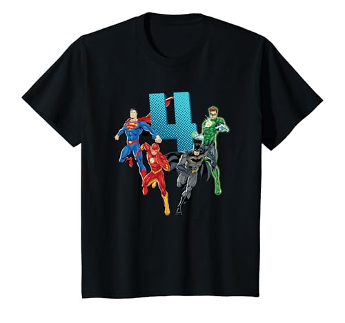 Kinder Justice League Super Hero 4th Birthday T-Shirt von JUSTICE LEAGUE