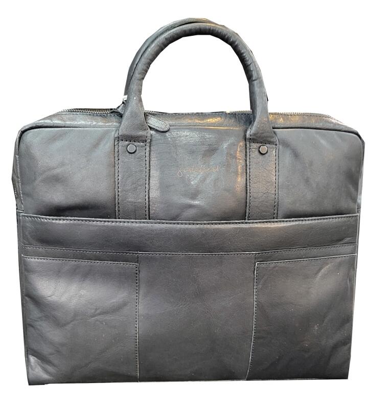 JUSTIFIED - Business NIKA Schultertasche echt Leder schwarz Schwarz von JUSTIFIED