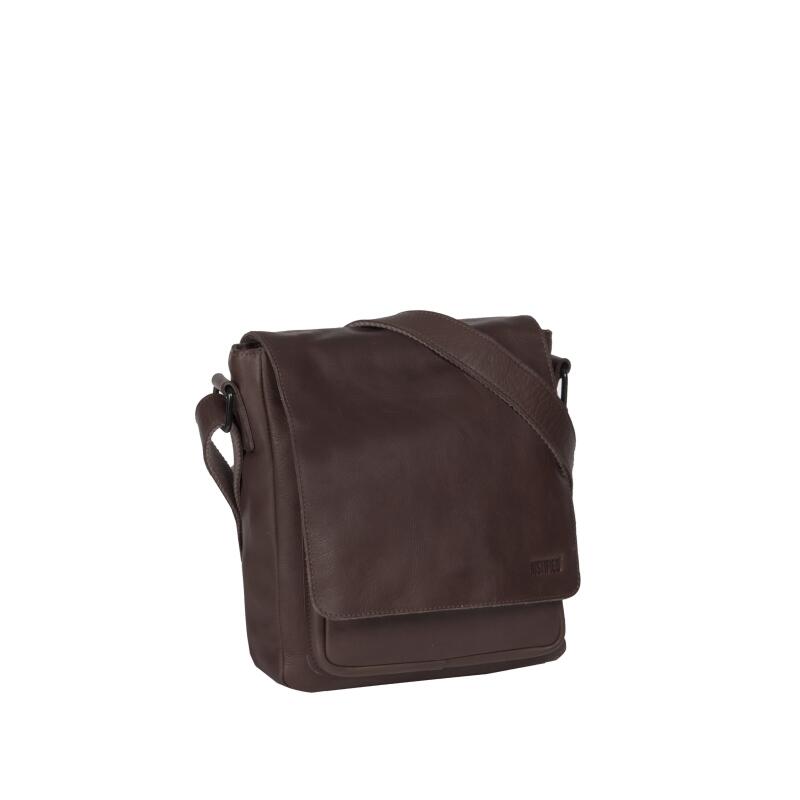 JUSTIFIED - Justified Keizer Schultertasche mit Uberschlag echt Leder braun Braun von JUSTIFIED