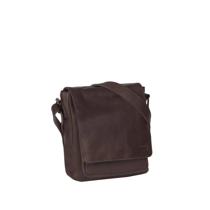 JUSTIFIED - Justified Keizer Schultertasche mit Uberschlag echt Leder braun Braun von JUSTIFIED