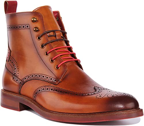 JUSTINREESS ENGLAND Cameron Herren Schnürstiefel Chelsea Brogue Boot Stiefeletten, braun, 46 EU von JUSTINREESS ENGLAND