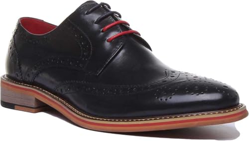 JUSTINREESS ENGLAND Dover Herren A-Navy Derby Sho Schuhe mit Holzeffekt (Marineblau, 42) von JUSTINREESS ENGLAND