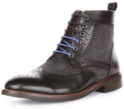 JUSTINREESS ENGLAND Hi Kennedy Damen-Stiefelette aus Leder, zweifarbig, Schnürstiefel, Schwarz , 37 EU von Justinreess England