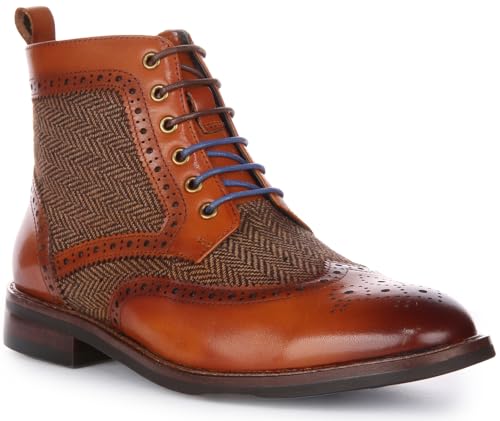 JUSTINREESS ENGLAND Hi Kennedy W Damen-Stiefeletten aus Leder mit Schmetterlings-Aufdruck, Schnürschuh, braun, 38 EU von JUSTINREESS ENGLAND