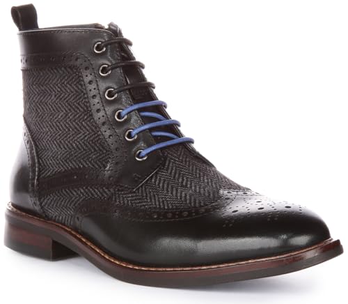 JUSTINREESS ENGLAND Hi Kennedy W Damen Tweed Combo Boot mit Reißverschluss Stiefeletten (Schwarz, Größe 40), Schwarz , 40 EU von JUSTINREESS ENGLAND
