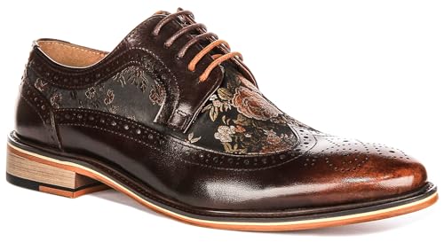 JUSTINREESS ENGLAND Ross Herren Leder Schnürschuhe Floral Brogue Schuhe Premium Brown Footwear, dunkelbraun, 40 2/3 EU von JUSTINREESS ENGLAND