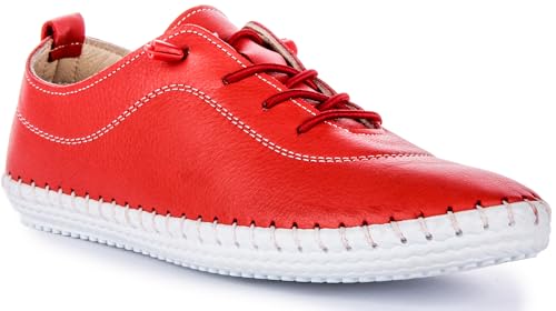 JUSTINREESS England Ivy Soft Leather Slip On Comfort Plimsoll, rot, 40 EU (EU 41) von JUSTINREESS ENGLAND