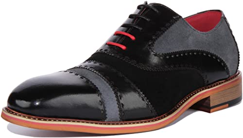 JUSTINREESS England Ollie Herren Schnürschuhe Leder Brogue Schuhe, Schwarz , 42 2/3 EU von Justinreess England